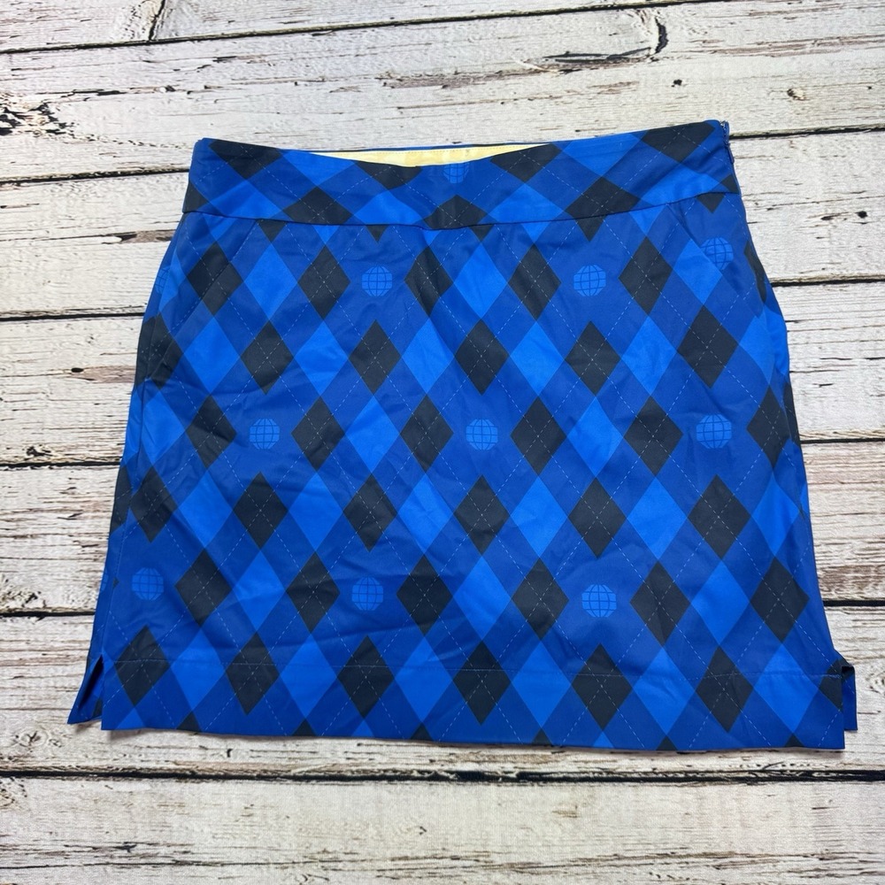 Loudmouth Woodworth Skort Skirt w Shorts Pockets‎ Blue Argyle Golf Tennis Size 4